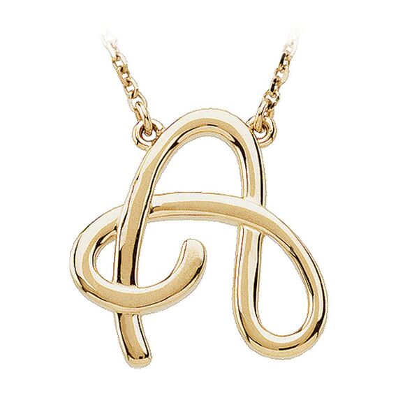 14k Yellow Gold Olivia Collection Medium Script Initial A Necklace